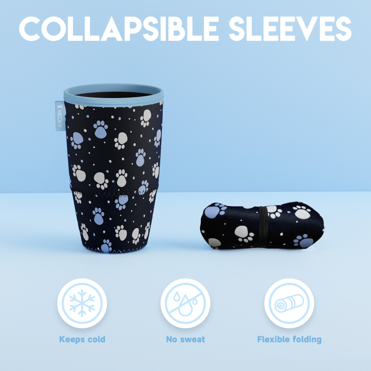cup sleeve black paw prints