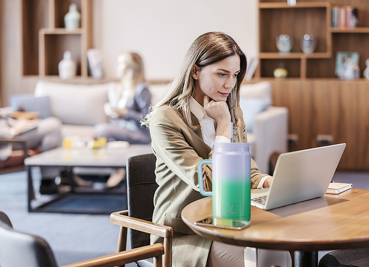 50oz water bottle straw gradient green purple