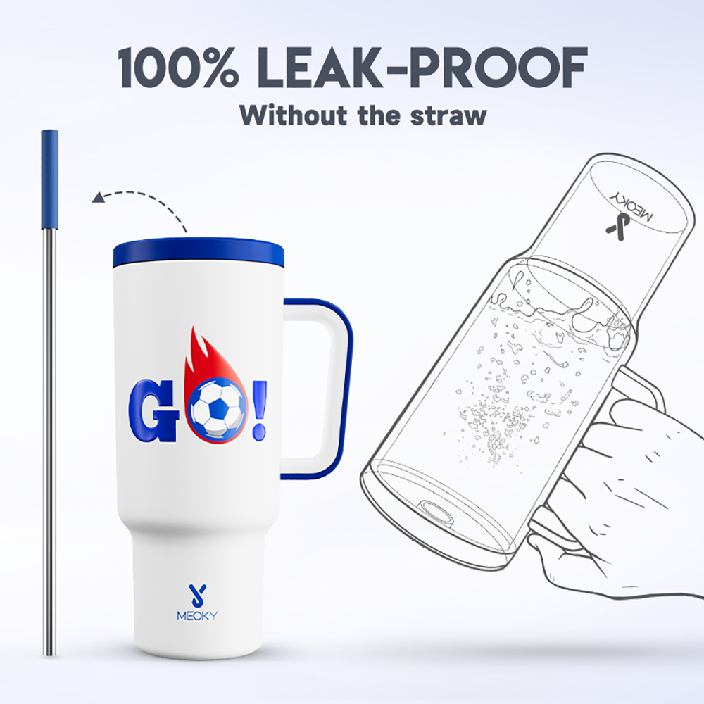 40oz Tumbler With Straw Football Collection-White Football