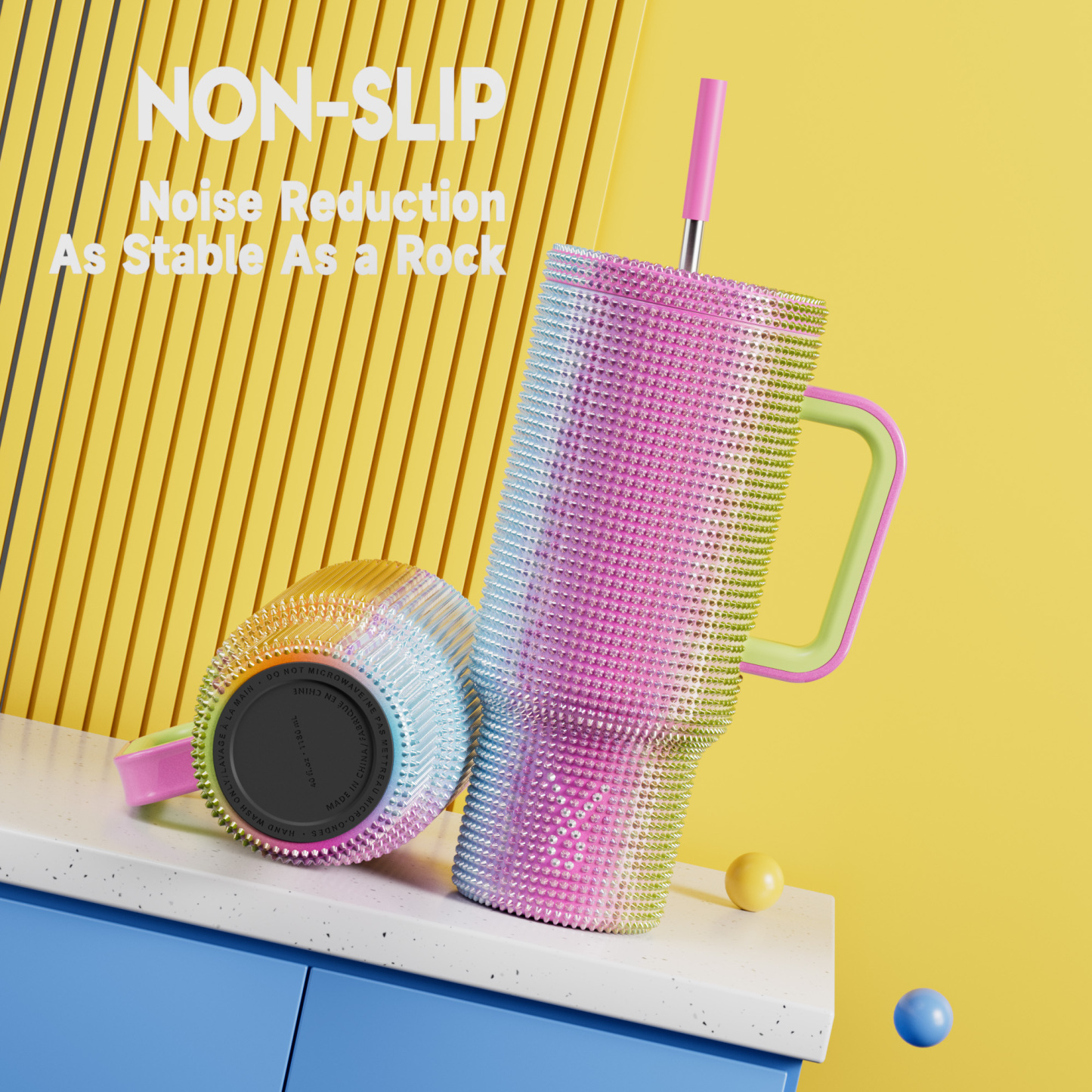 40oz Tumbler With Straw Bling Collection-Rainbow
