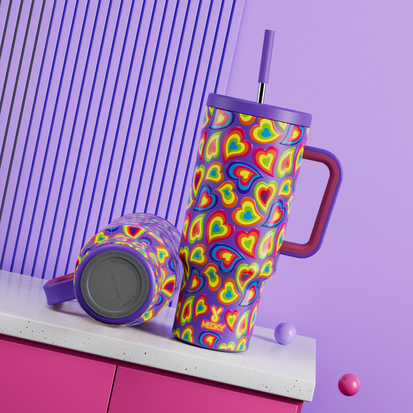 40oz Tumbler With Straw Valentine Collection-Purple Love