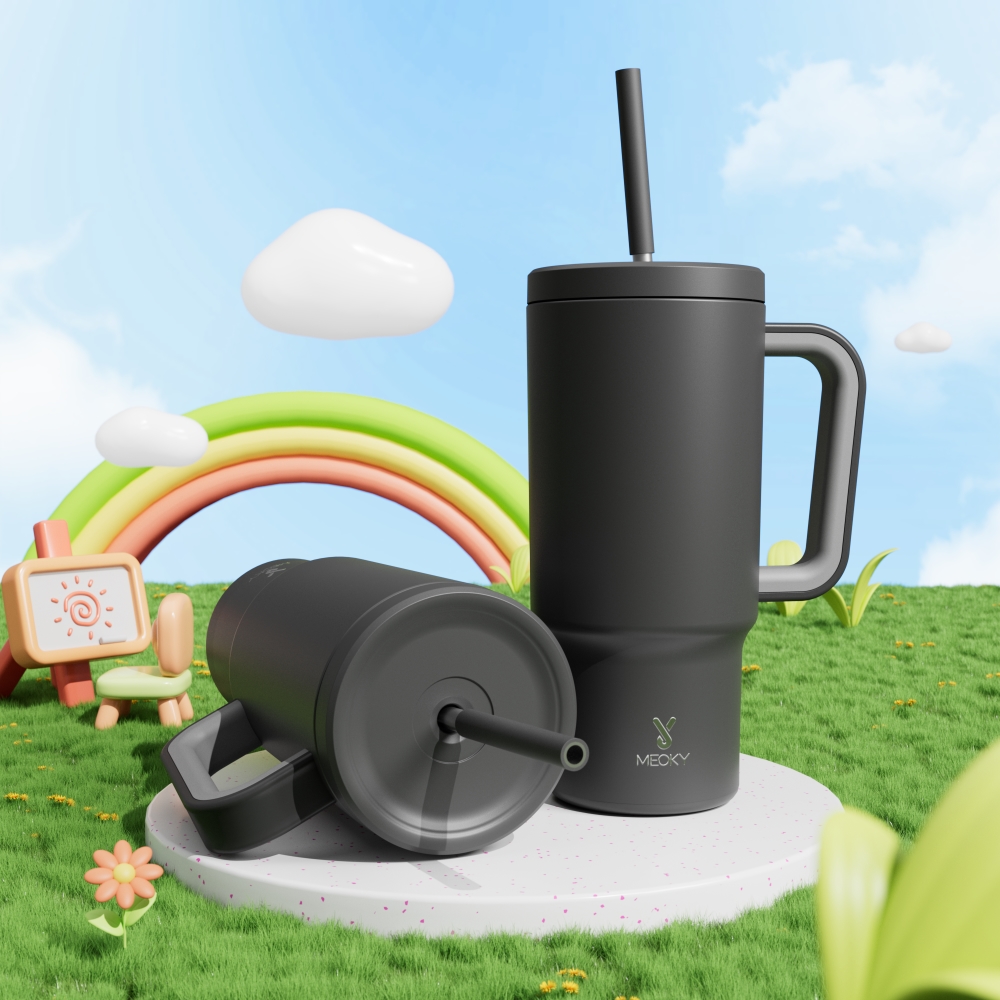 24oz Tumbler With Straw Pure Collection	-Black