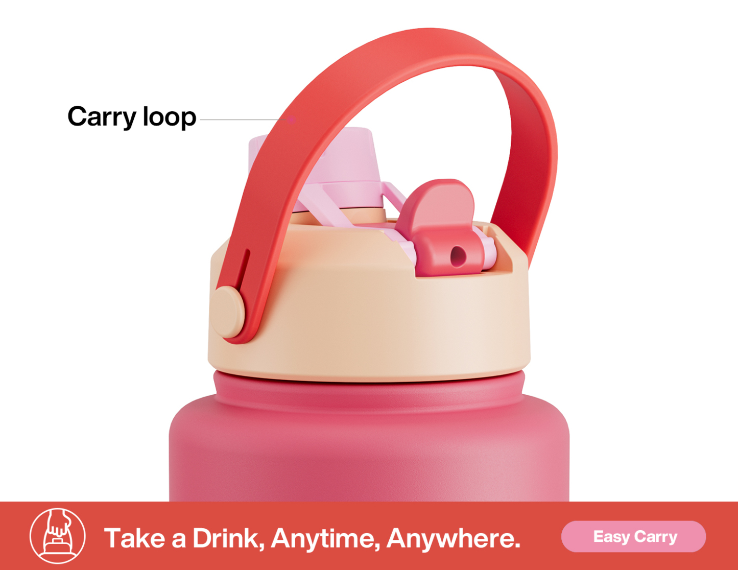 40 oz Insulated Water Bottle with 2-in-1 Straw and Spout Lid