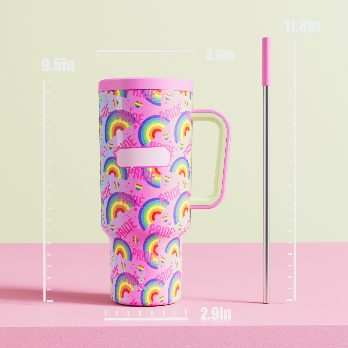 40oz Tumbler With Straw Customized - Pride-Month