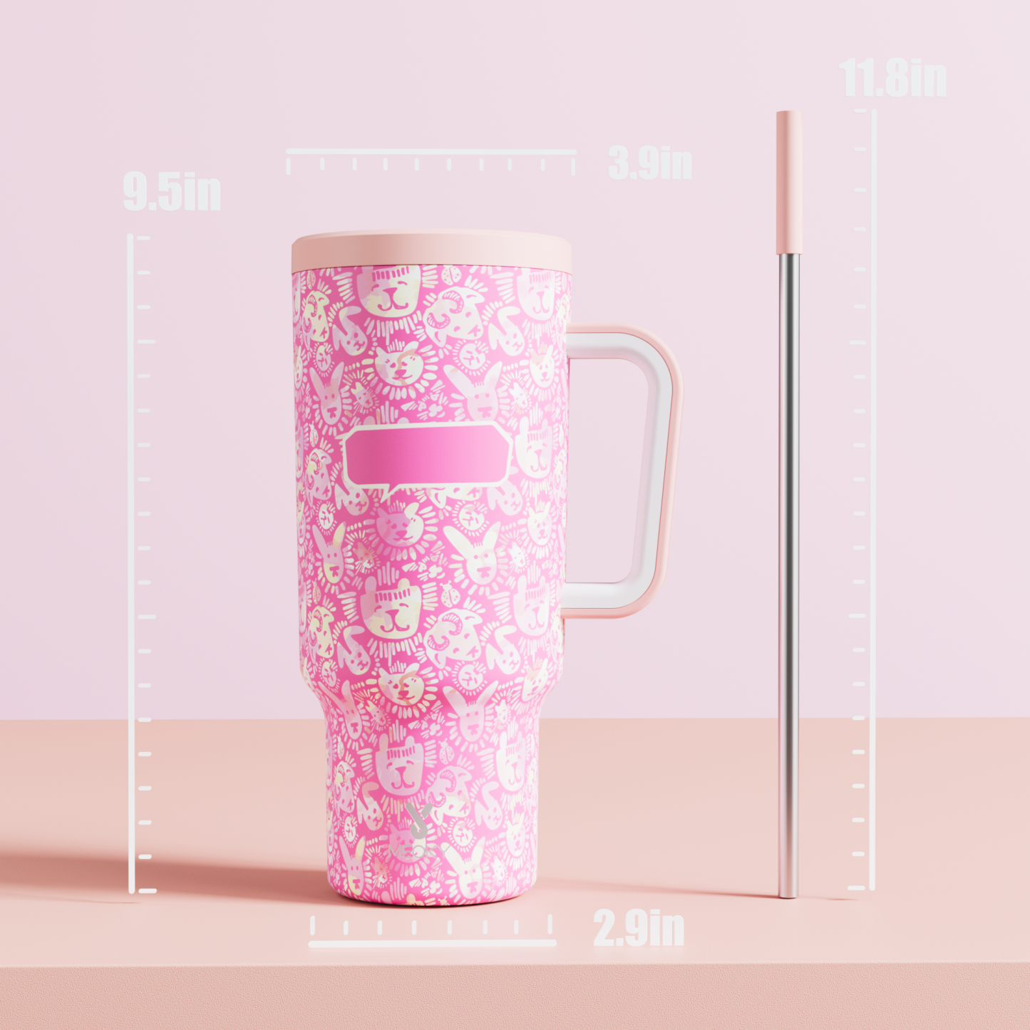 40oz Tumbler With Straw Customized - Pet dog