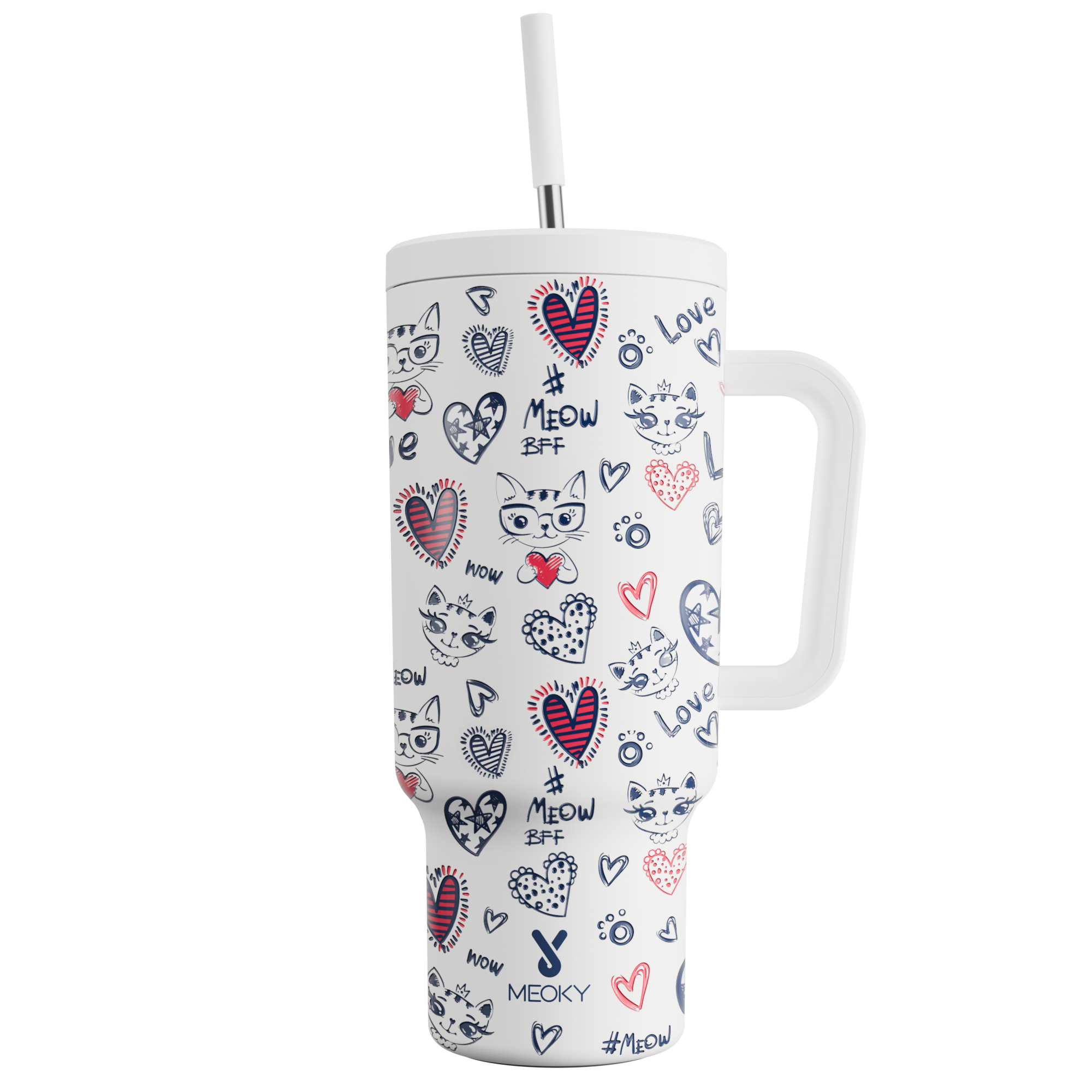 40oz Tumbler With Straw Cat Collection-MeowLuv