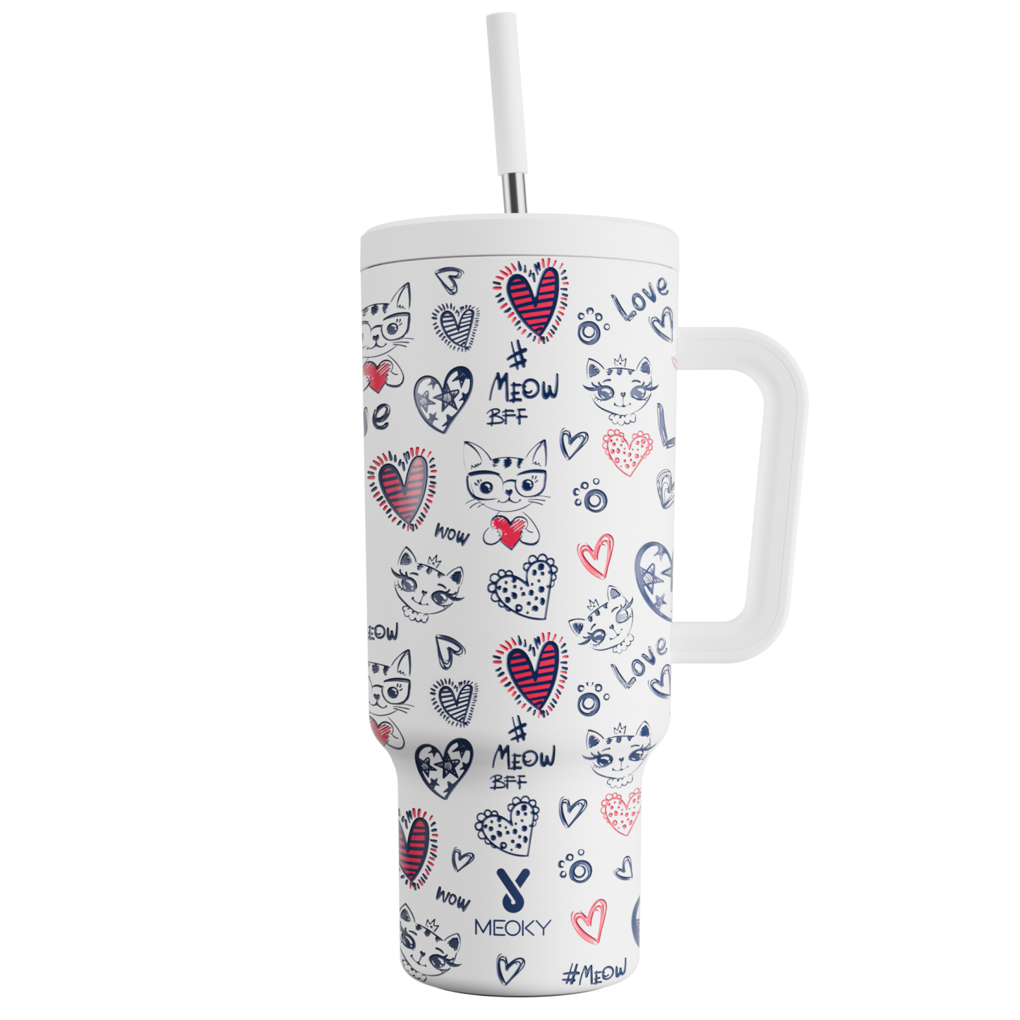 40oz Tumbler With Straw Cat Collection-MeowLuv