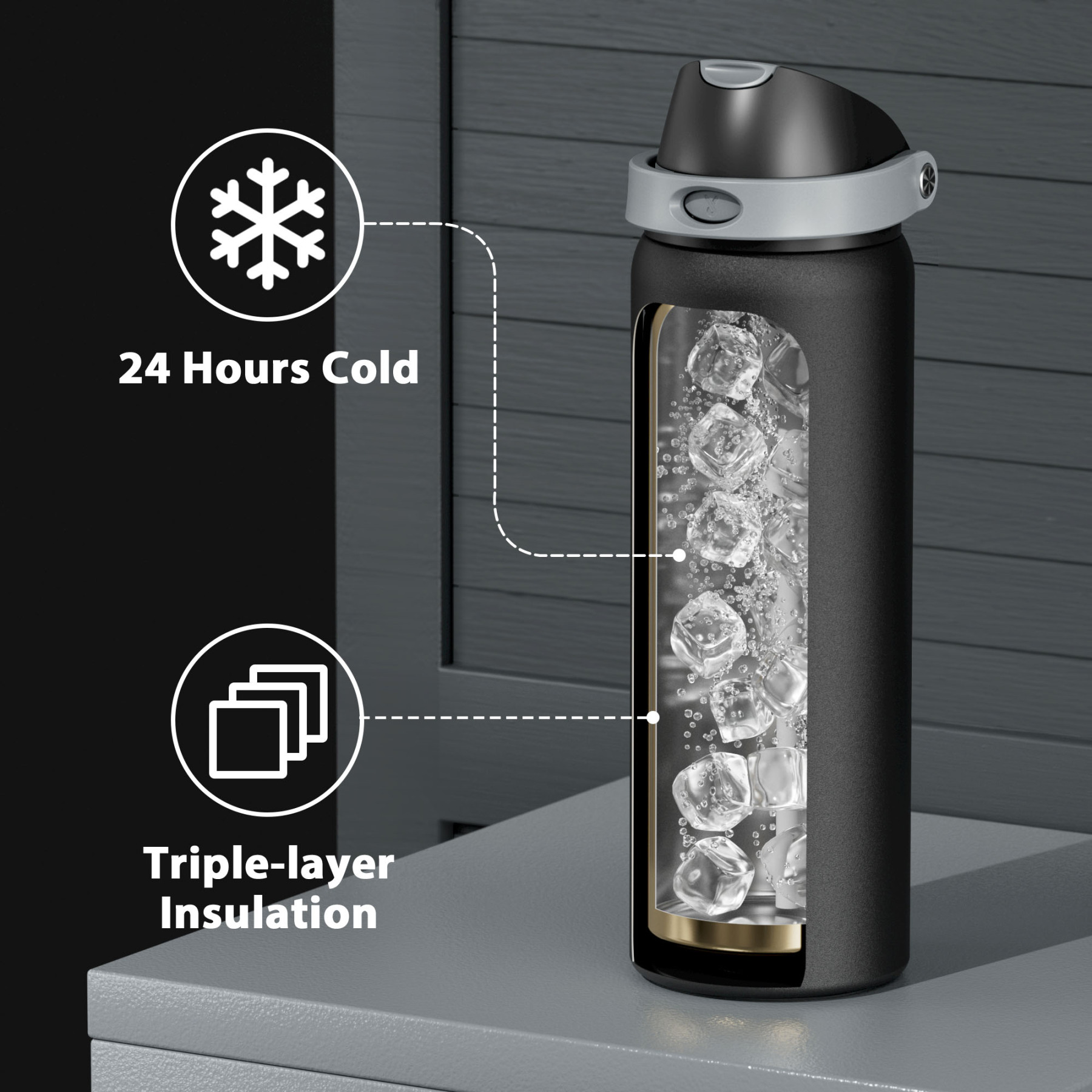 32oz Dual Spout Bounce Water Bottle-Night