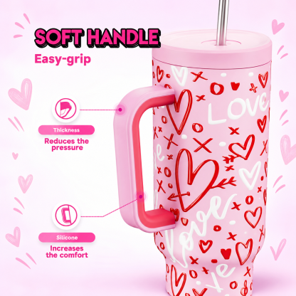 MEOKY 40oz Pink Valentine's Day Tumbler