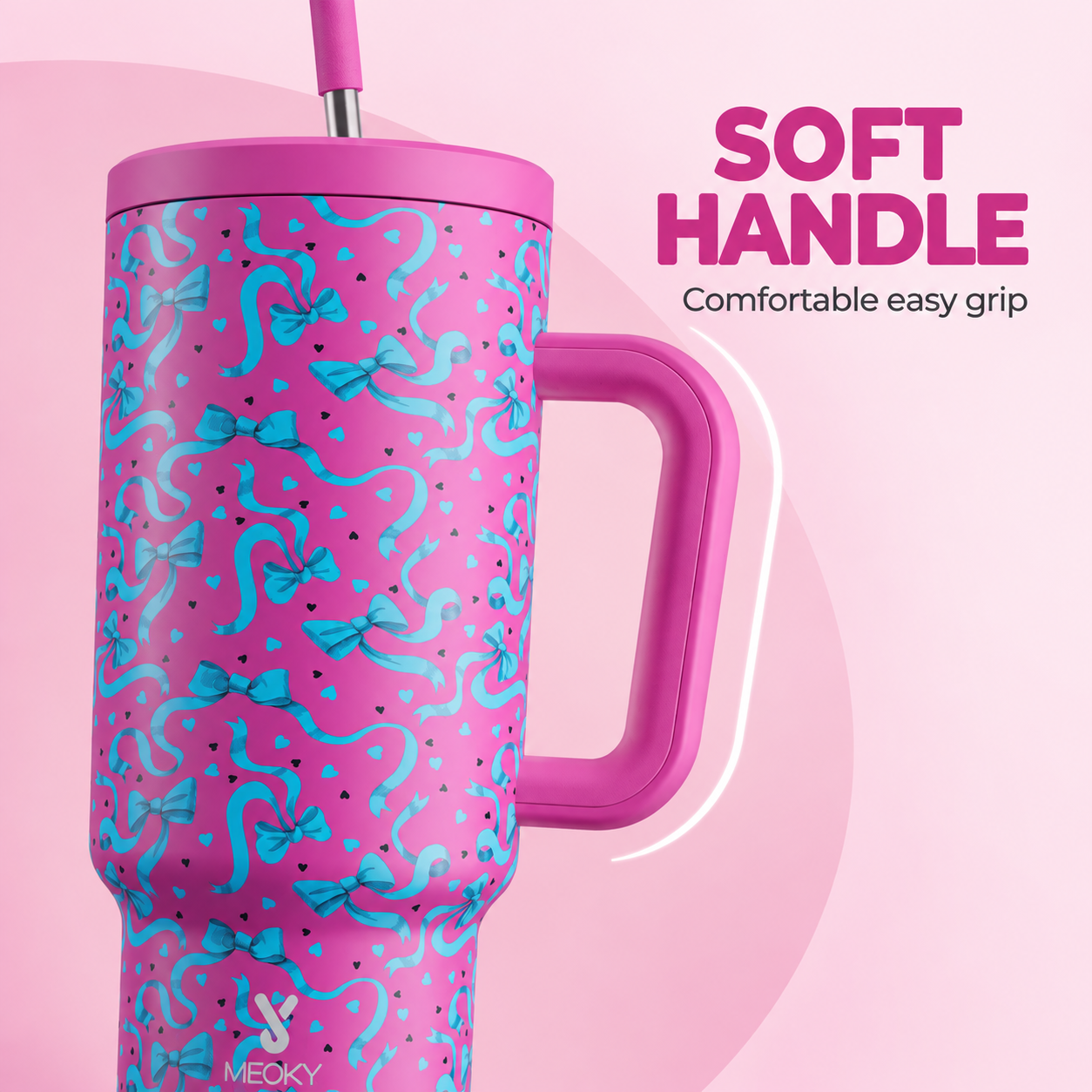 MEOKY 40oz Pink Bow Tumbler