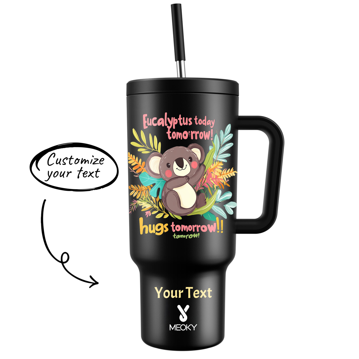 40oz Tumbler With Straw Customized - Cartoon Animals Collection - Gifts for yourself, family, friends, lovers!