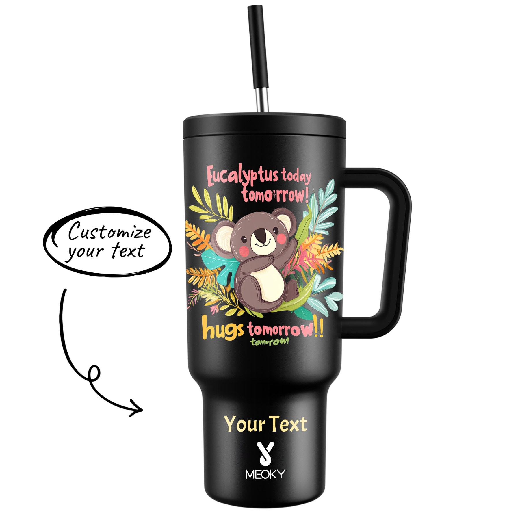 40oz Tumbler With Straw Customized - Cartoon Animals Collection - Gifts for yourself, family, friends, lovers!