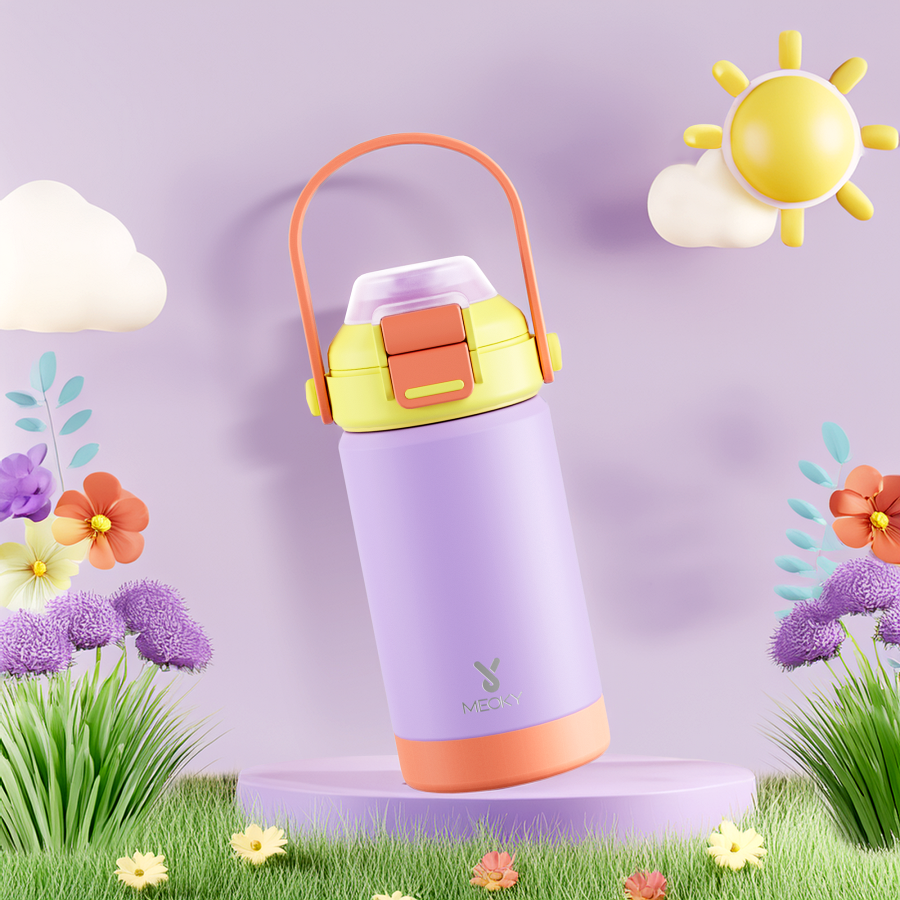 14oz Insulated Water Bottle Orange-Purple