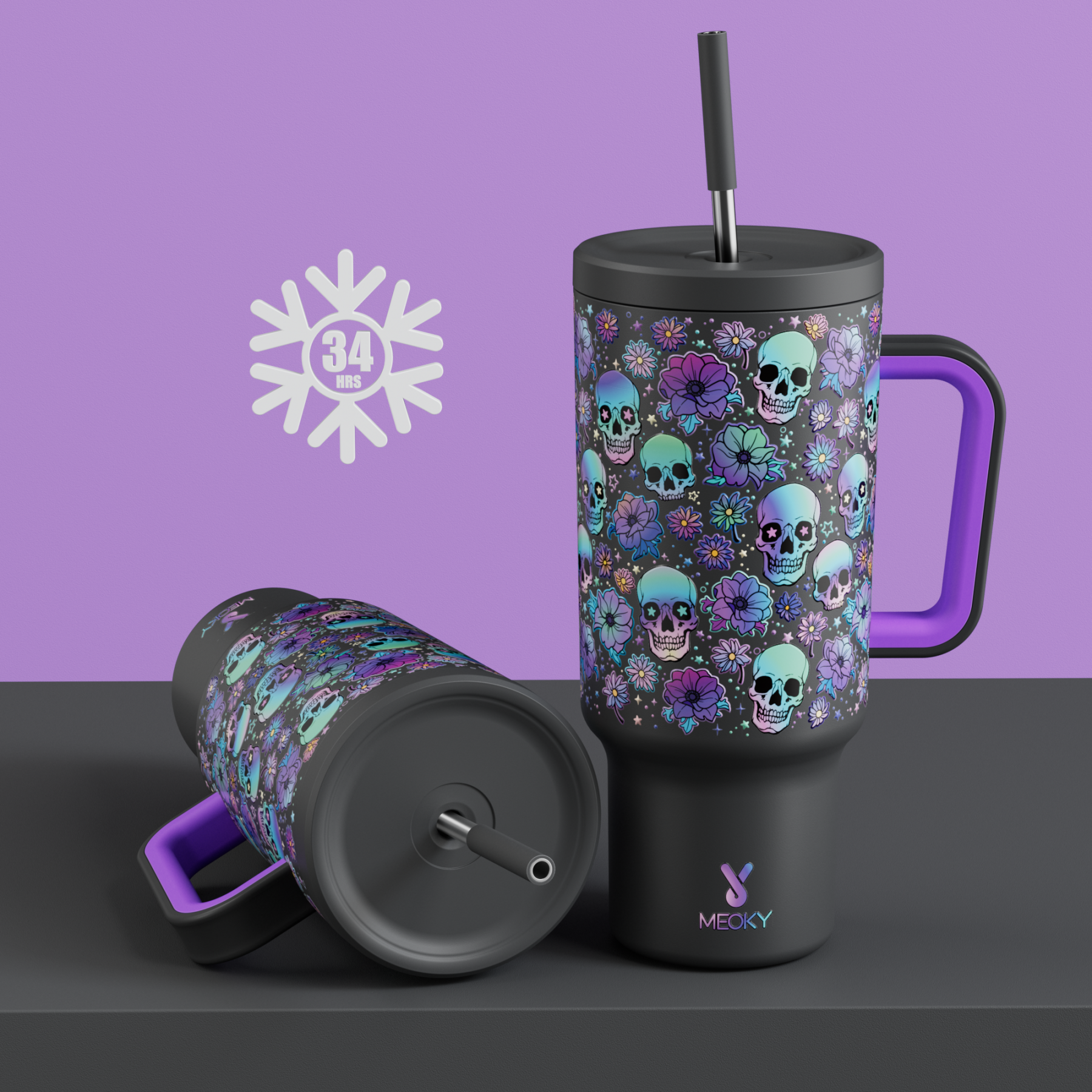 40oz Tumbler With Straw Customized - Custom Halloween - Happy Howl-o'-ween! Trick-or-treat! - Gifts for yourself, friends, family and lover - Five fonts for you to choose!