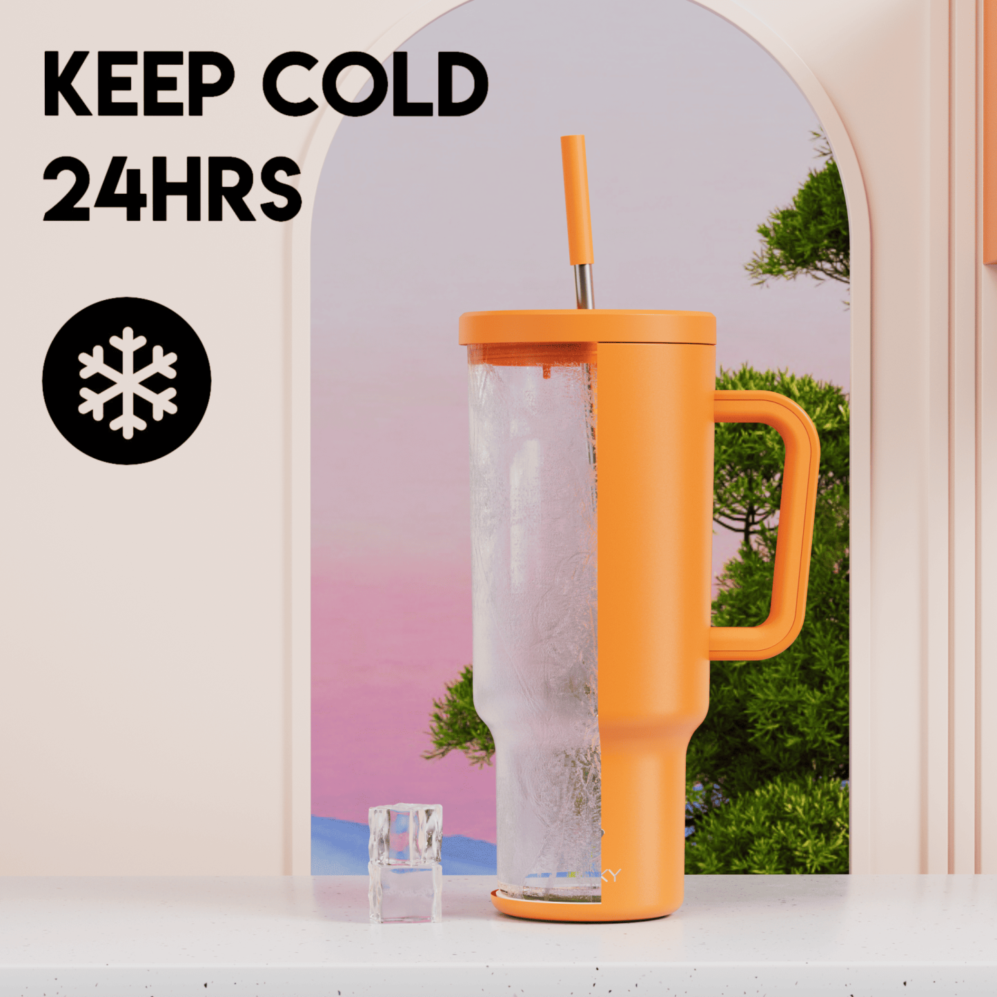 40oz Tumbler With Straw Monochrome Collection-Orange