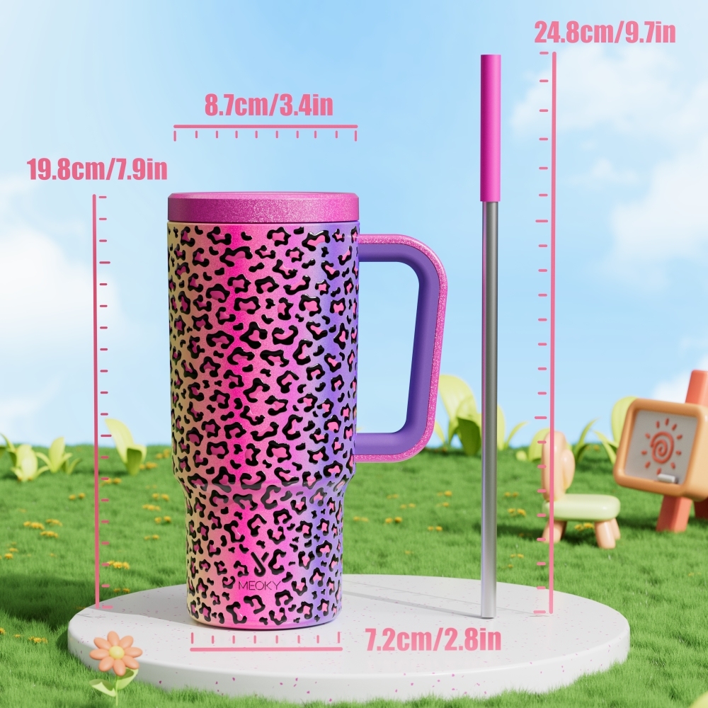 24oz tumbler straw animal print rainbow leopard