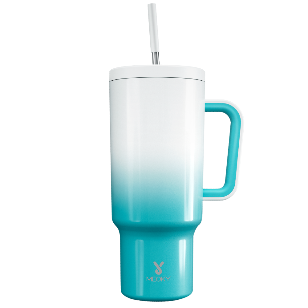 40oz Tumbler With Straw Gradient Collection-Blue White