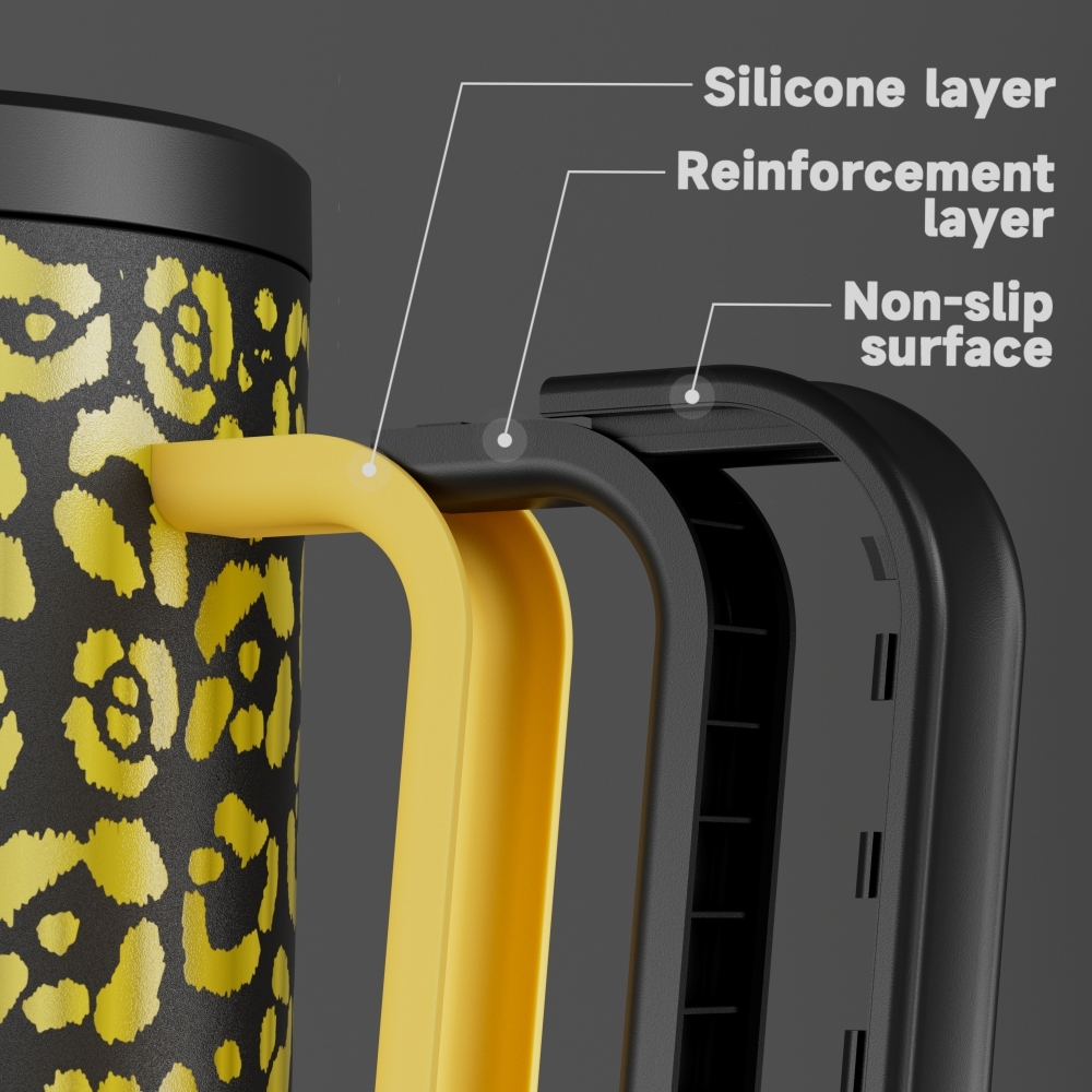 40oz Tumbler With Straw Animal Print Collection-Gold Leopard