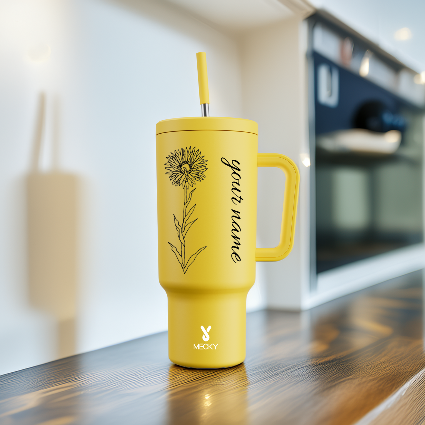 40oz Tumbler With Straw Customized - Monthly Flower