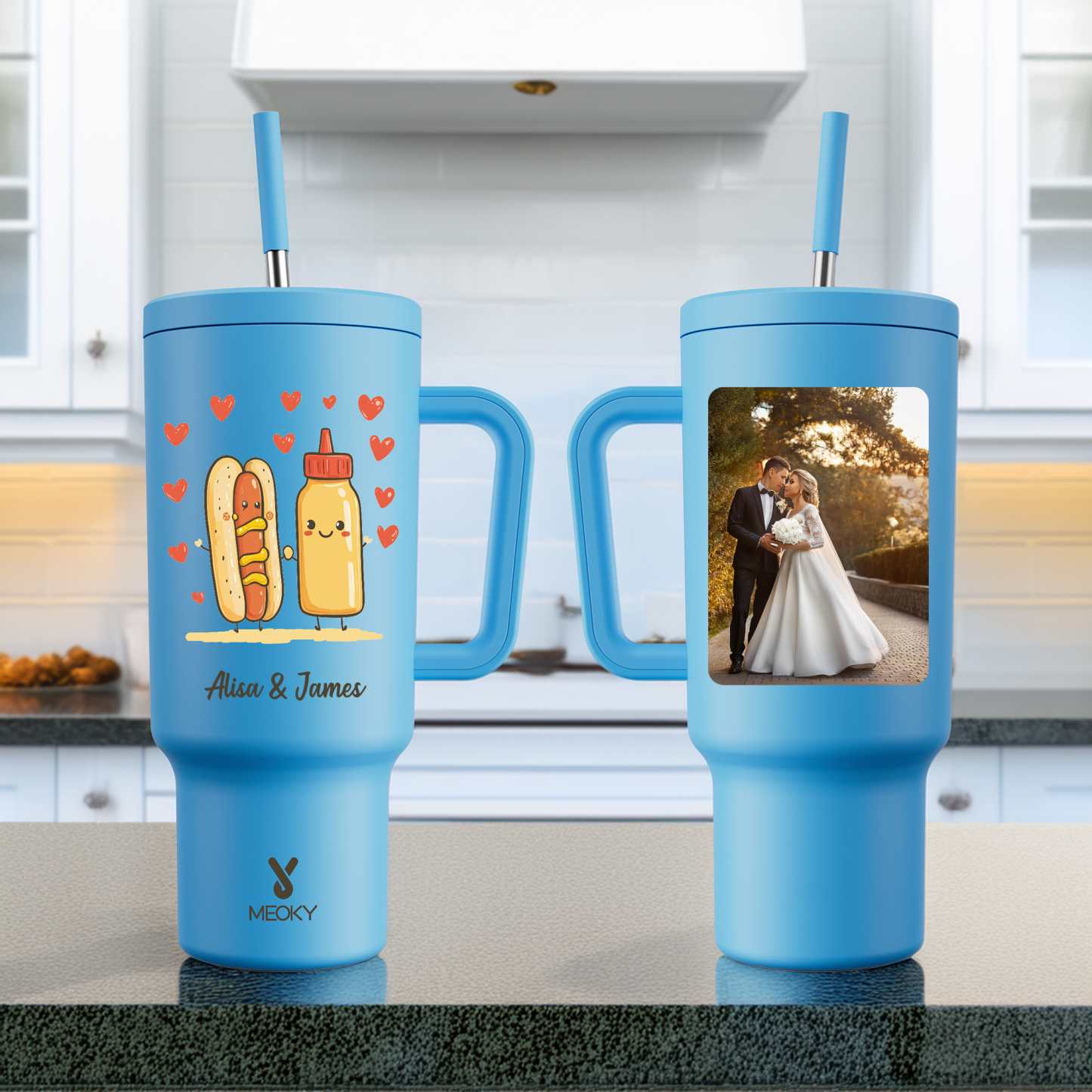 40oz Tumbler With Straw Customized - Some Connections Are Simply Inseparable - Just Like Hot Dogs And Mustard!