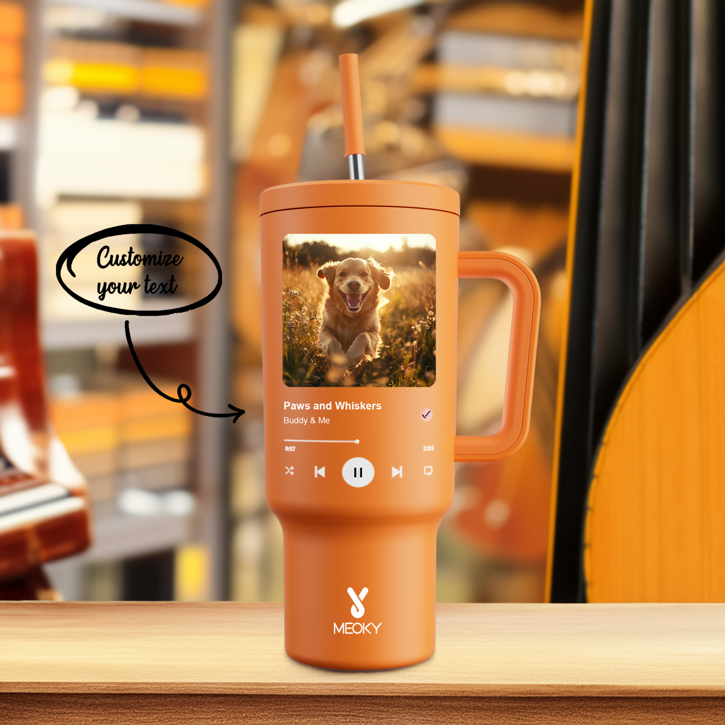 40oz Tumbler With Straw Customized - Custom Favourite Song - Gifts for yourself, friends, family and lover