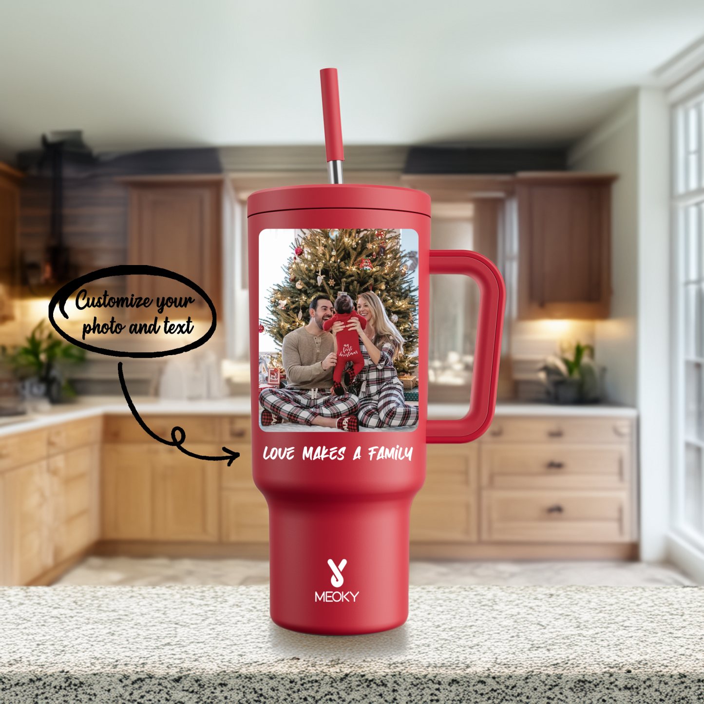 40oz Tumbler With Straw Customized - Memorable Photo and Text