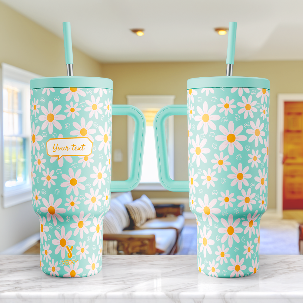 40oz Tumbler With Straw Customized - Floral