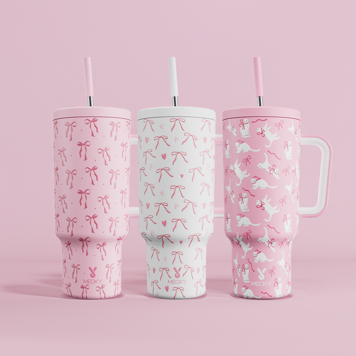 40oz Tumbler With Straw Bow Tie