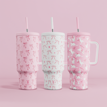 40oz Tumbler With Straw Bow Tie