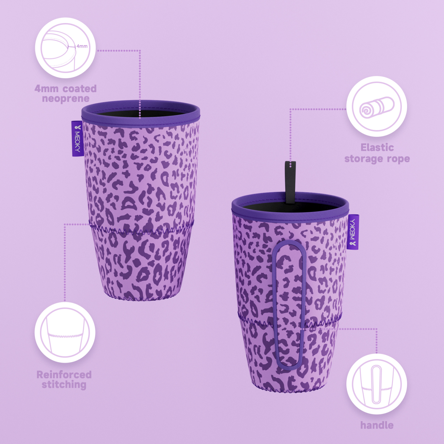 cup sleeve purple leopard