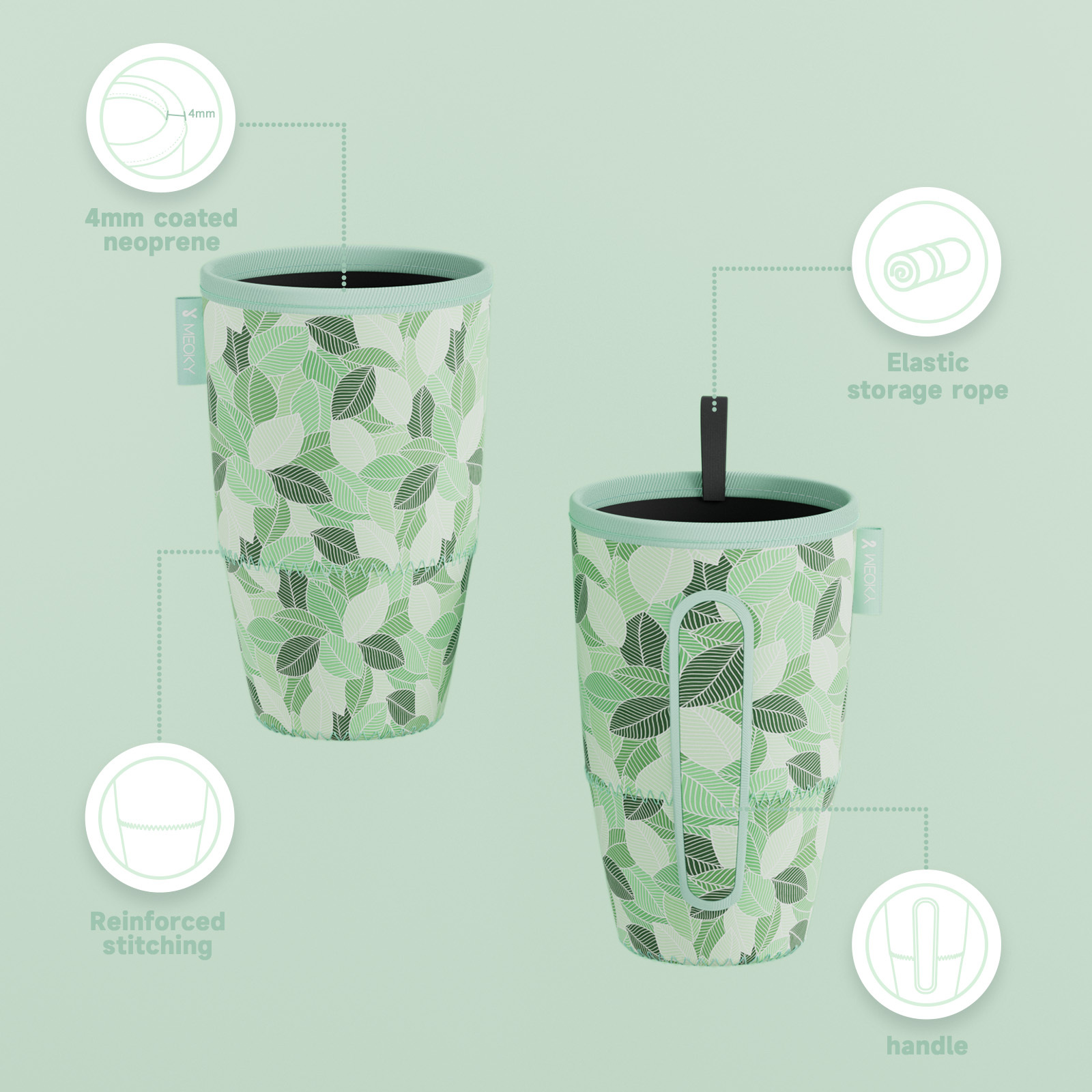 cup sleeve green leaves
