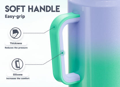 50oz water bottle straw gradient green purple