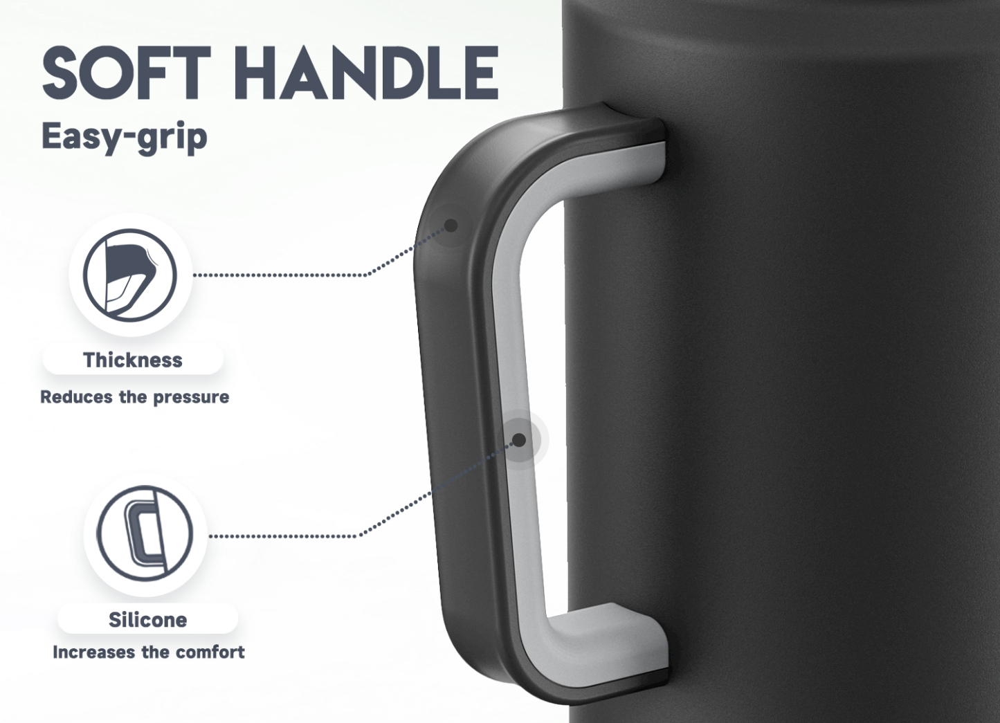 50oz water bottle straw pure black