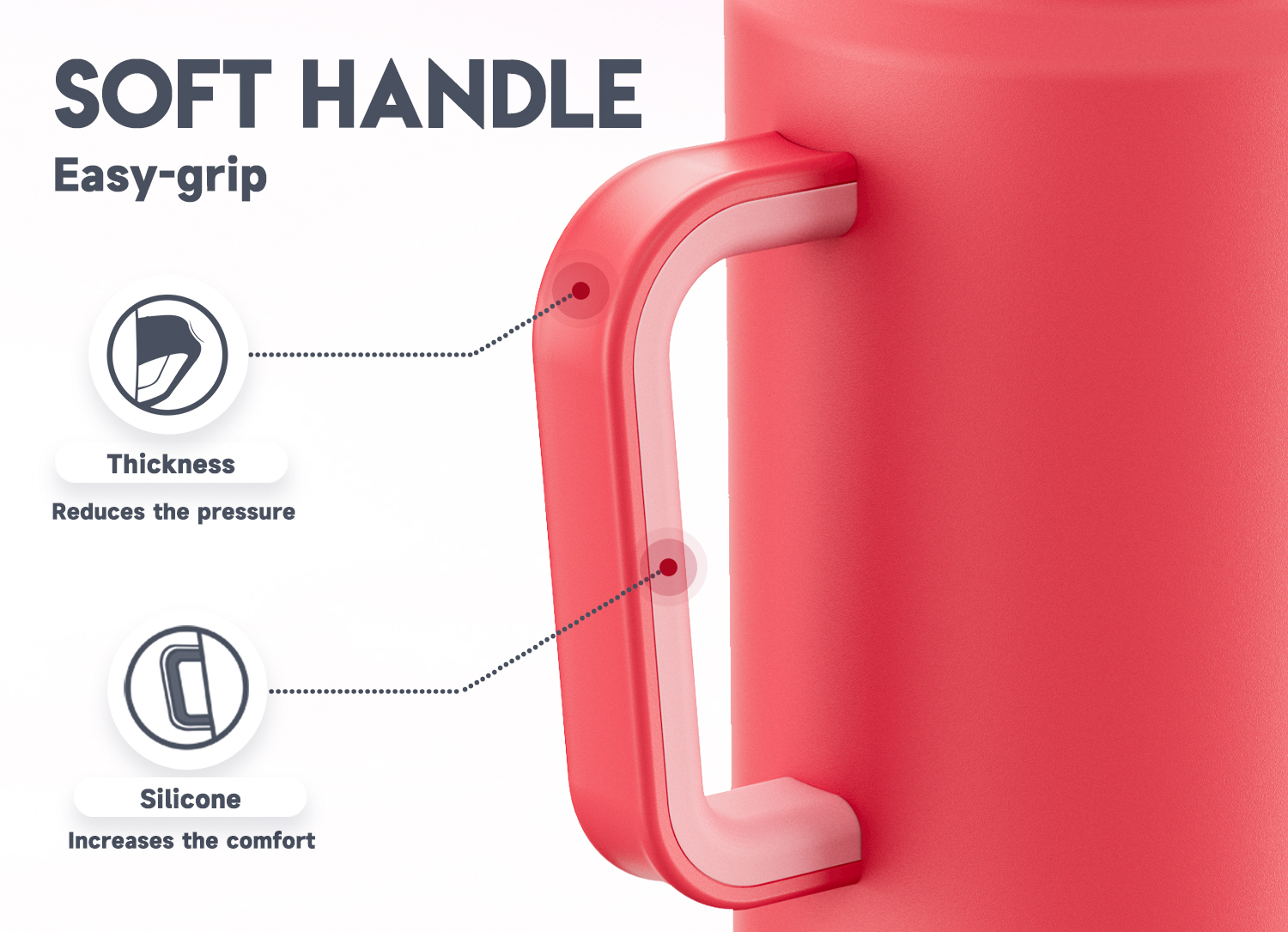 50oz water bottle straw pure rose red