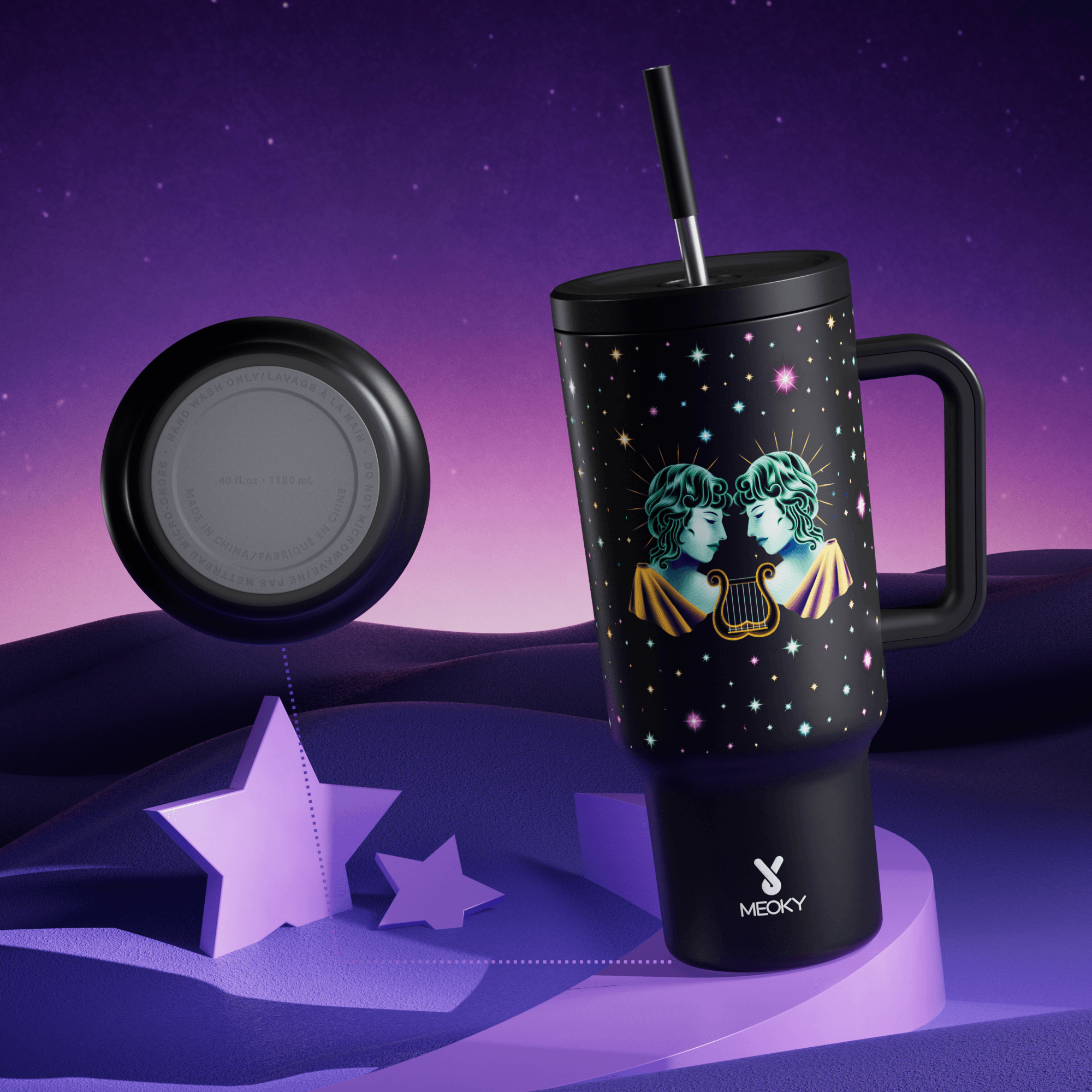 40oz Tumbler With Straw Zodiac Collection-GEMINI