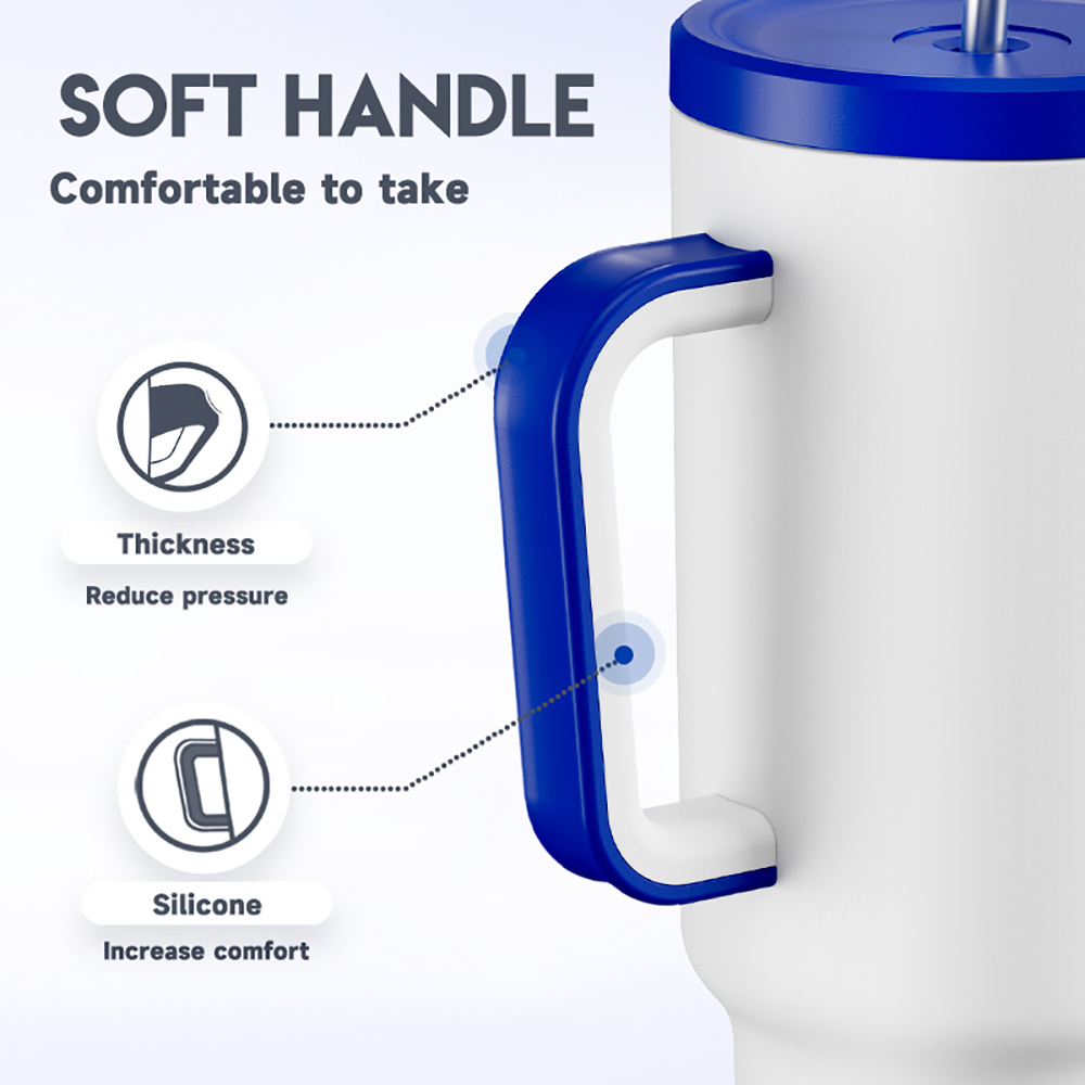 40oz Tumbler With Straw Football Collection-White Football