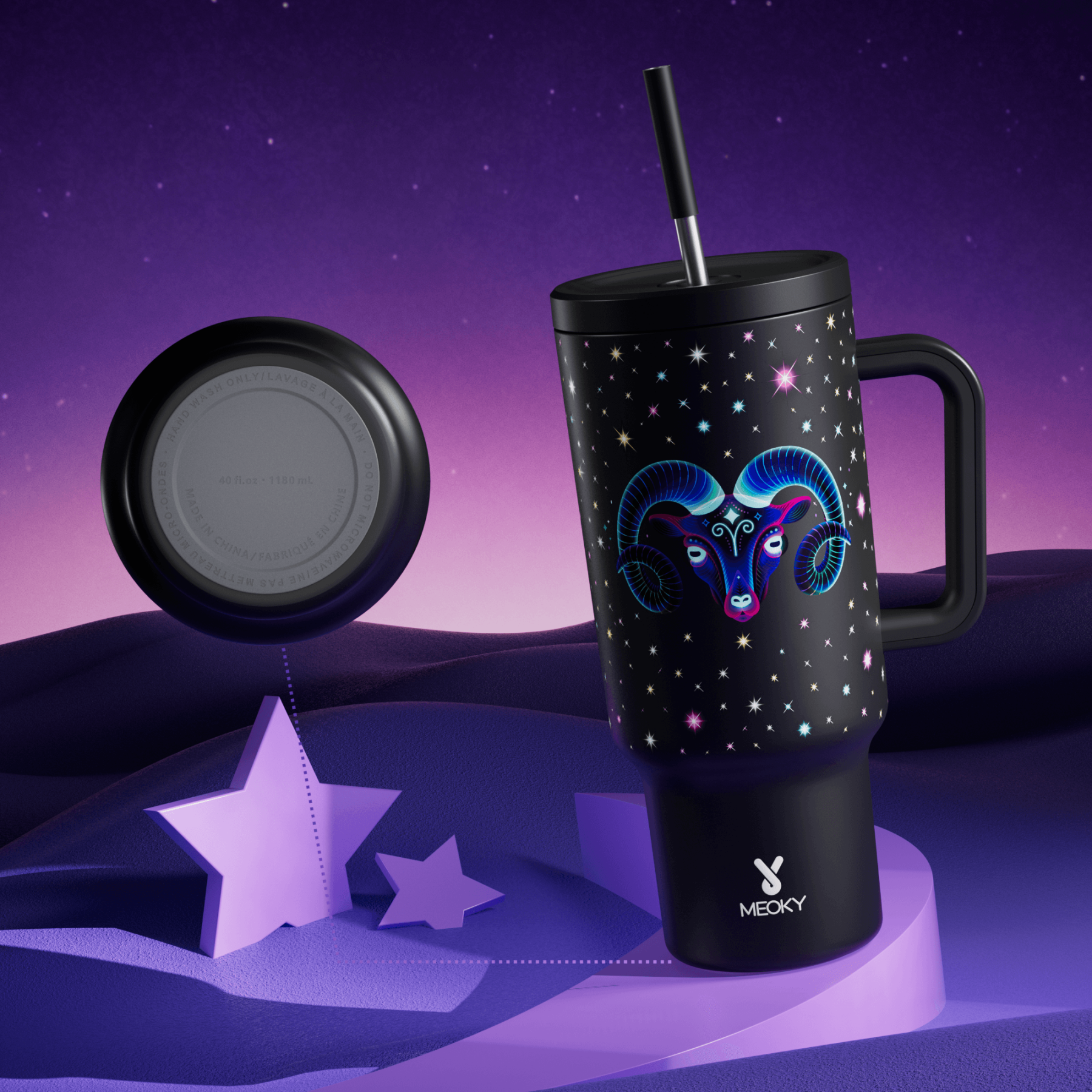 40oz Tumbler With Straw Zodiac Collection-ARIES