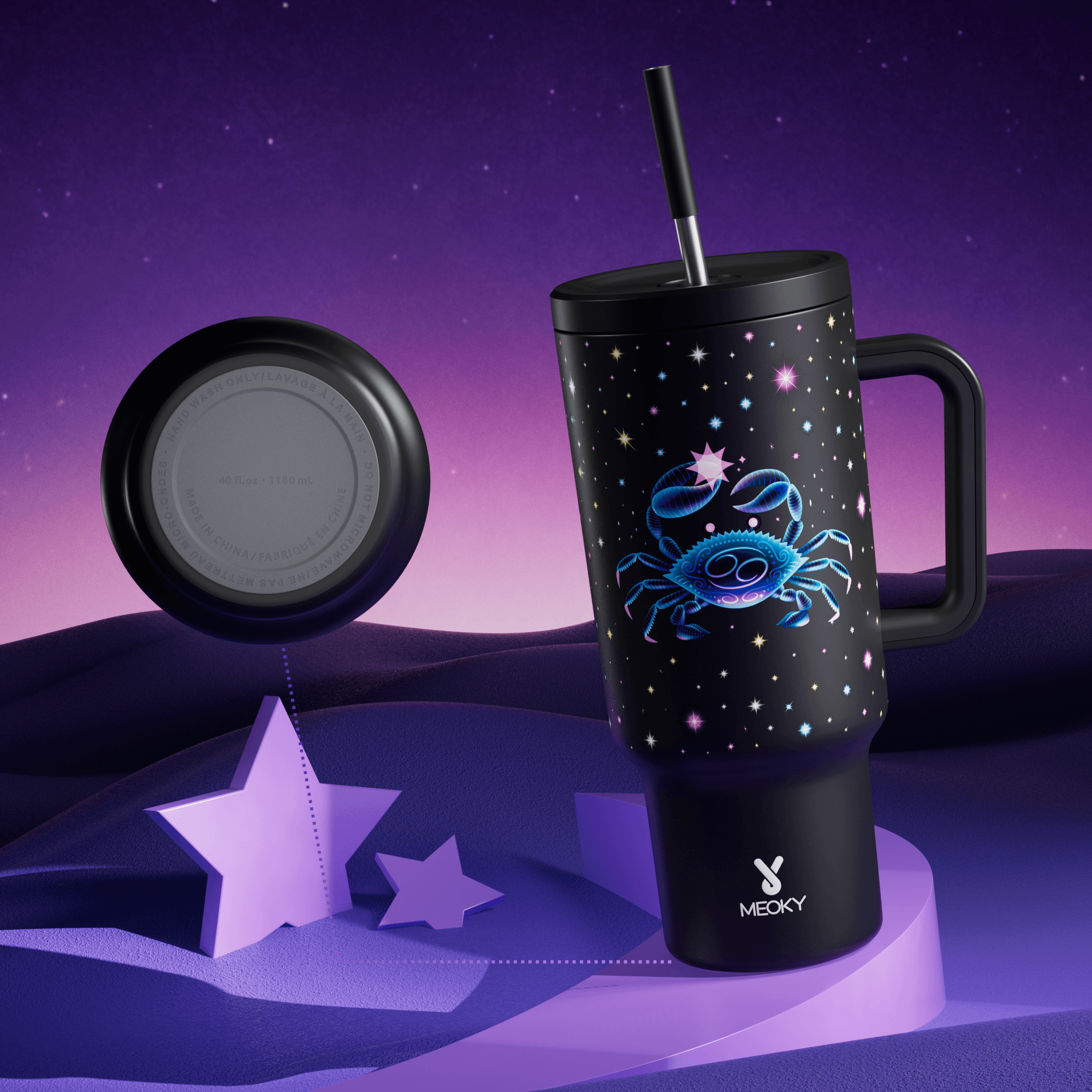 40oz Tumbler With Straw Zodiac Collection-CANCER