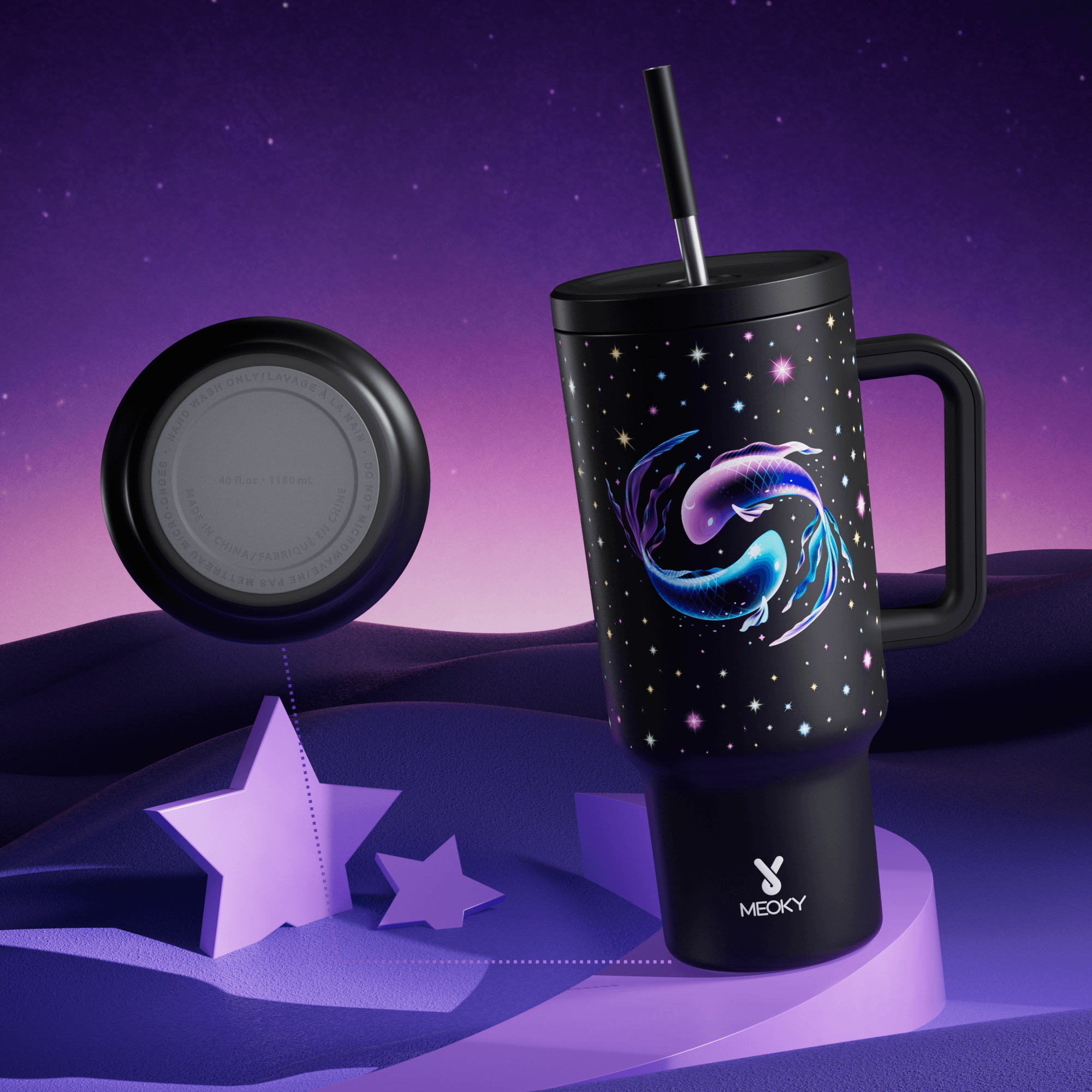 40oz Tumbler With Straw Zodiac Collection-PISCES