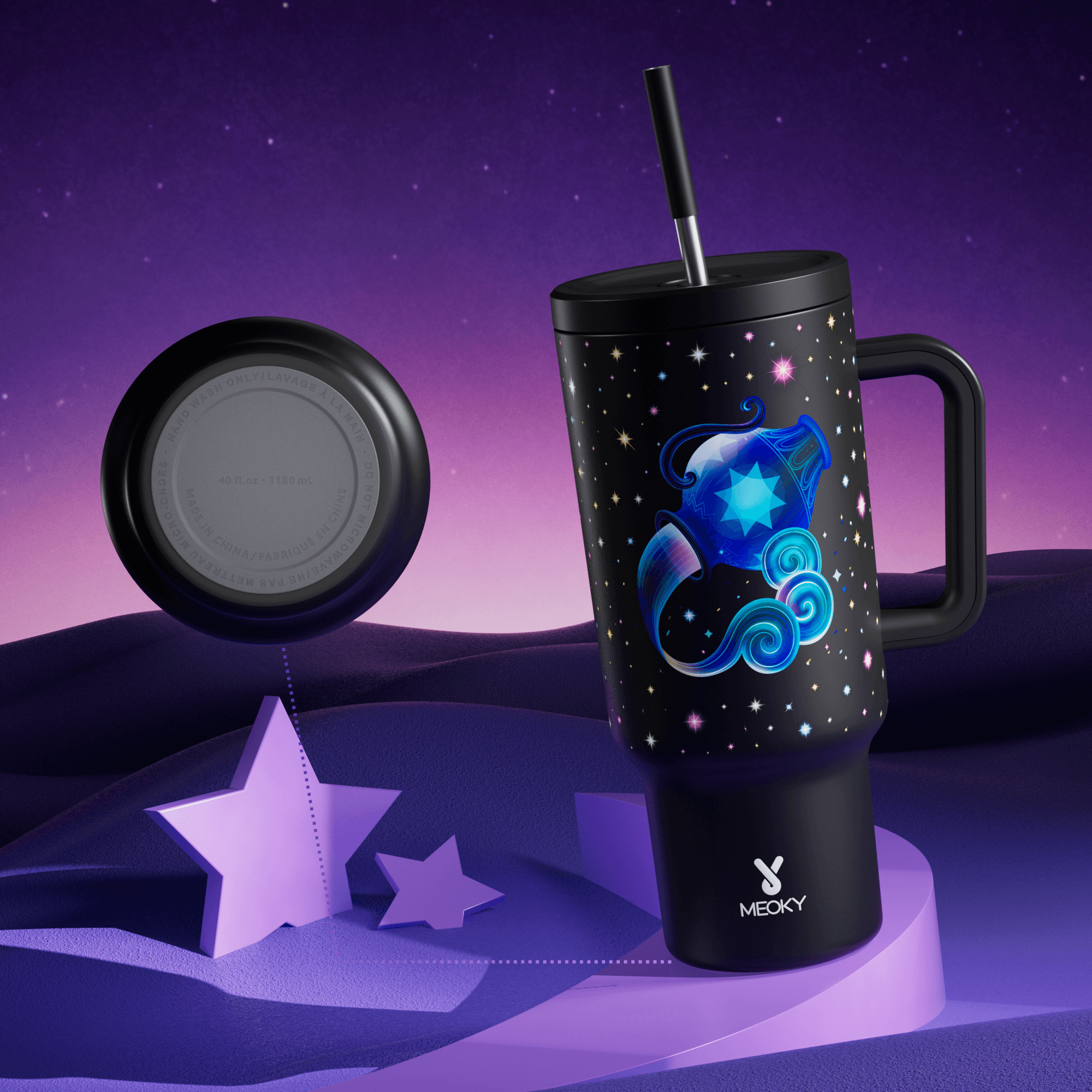 40oz Tumbler With Straw Zodiac Collection-AQUARIUS