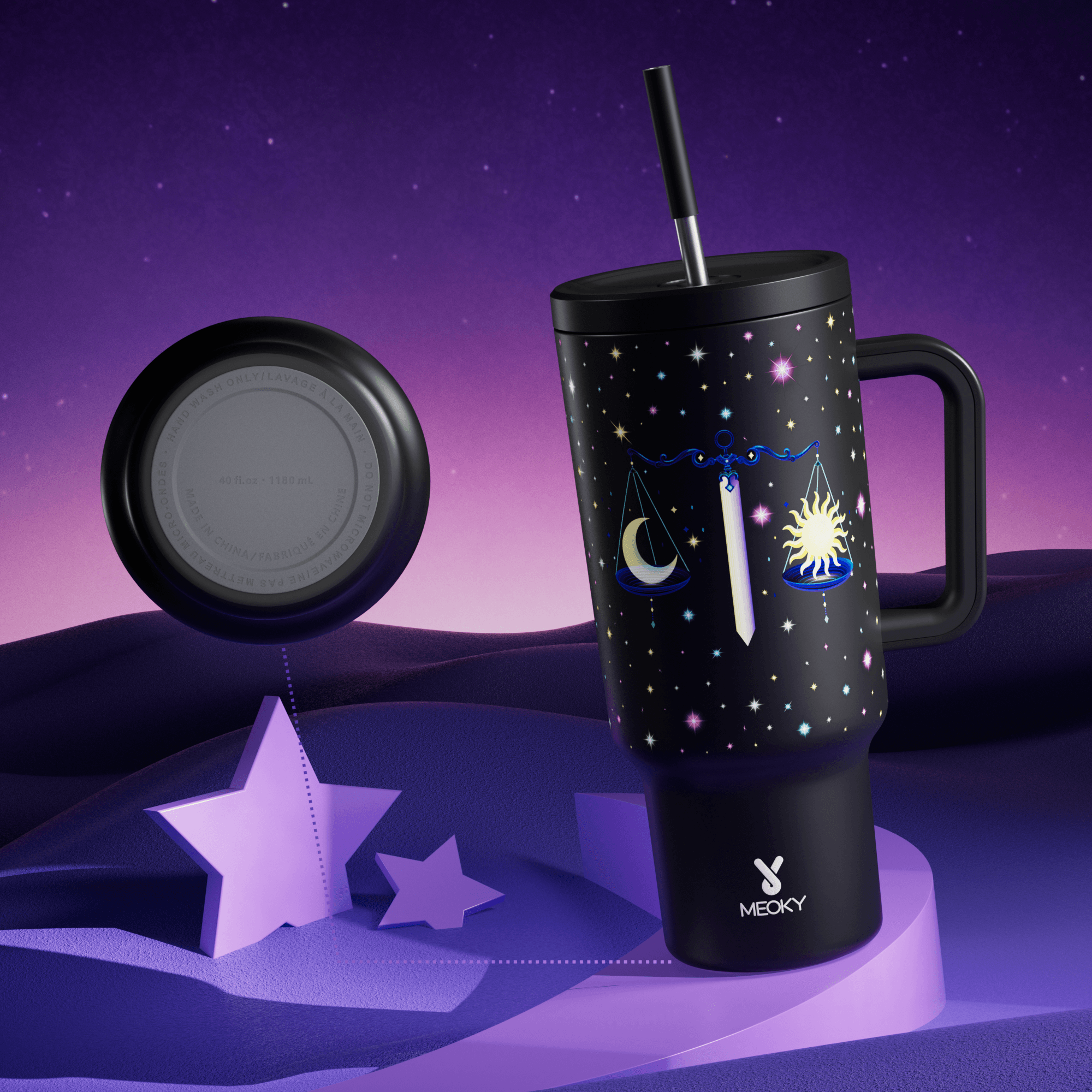 40oz Tumbler With Straw Zodiac Collection-LIBRA