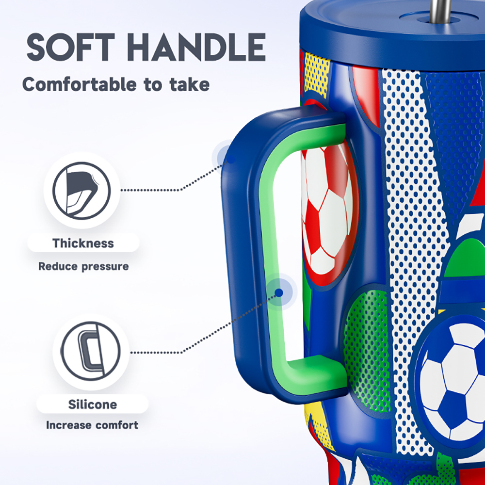 40oz Tumbler With Straw Football Collection-Blue Football