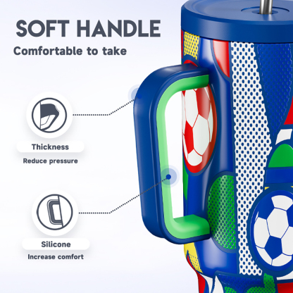 40oz Tumbler With Straw Football Collection-Blue Football