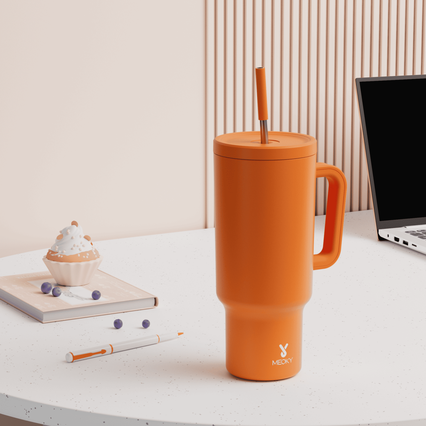40oz Tumbler With Straw Monochrome Collection-Orange