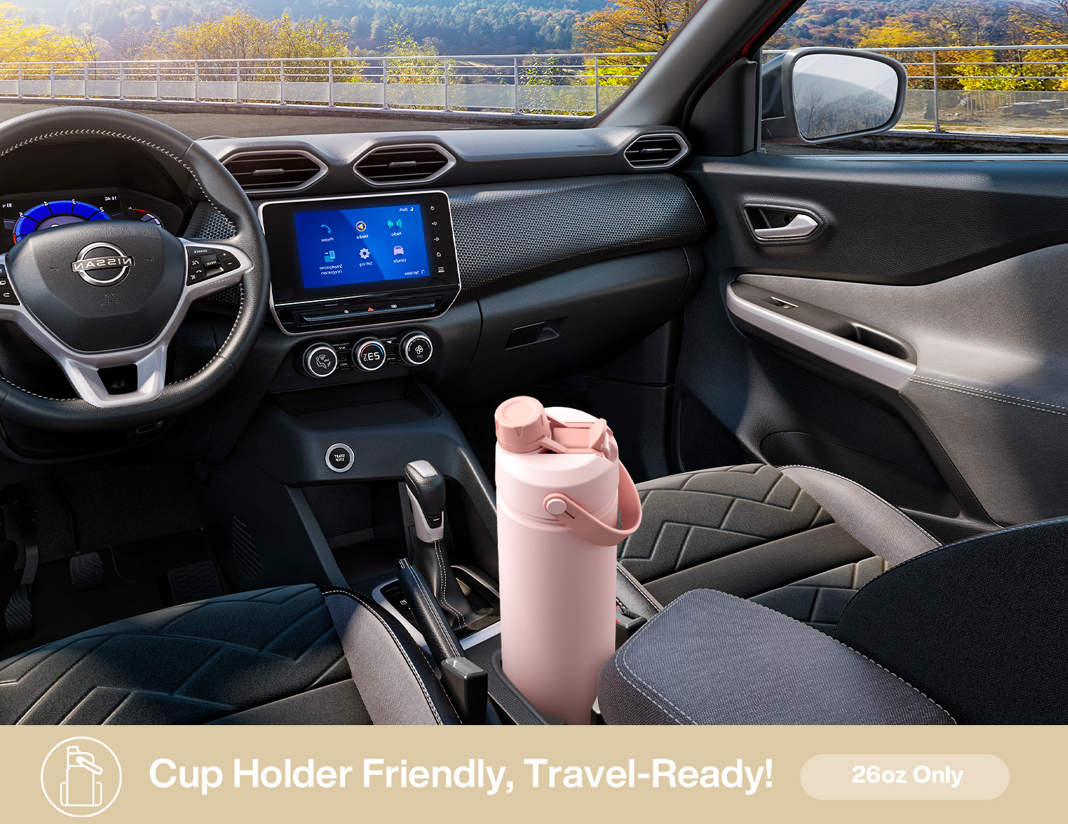 26 oz Insulated Water Bottle with 2-in-1 Straw and Spout Lid Mousse