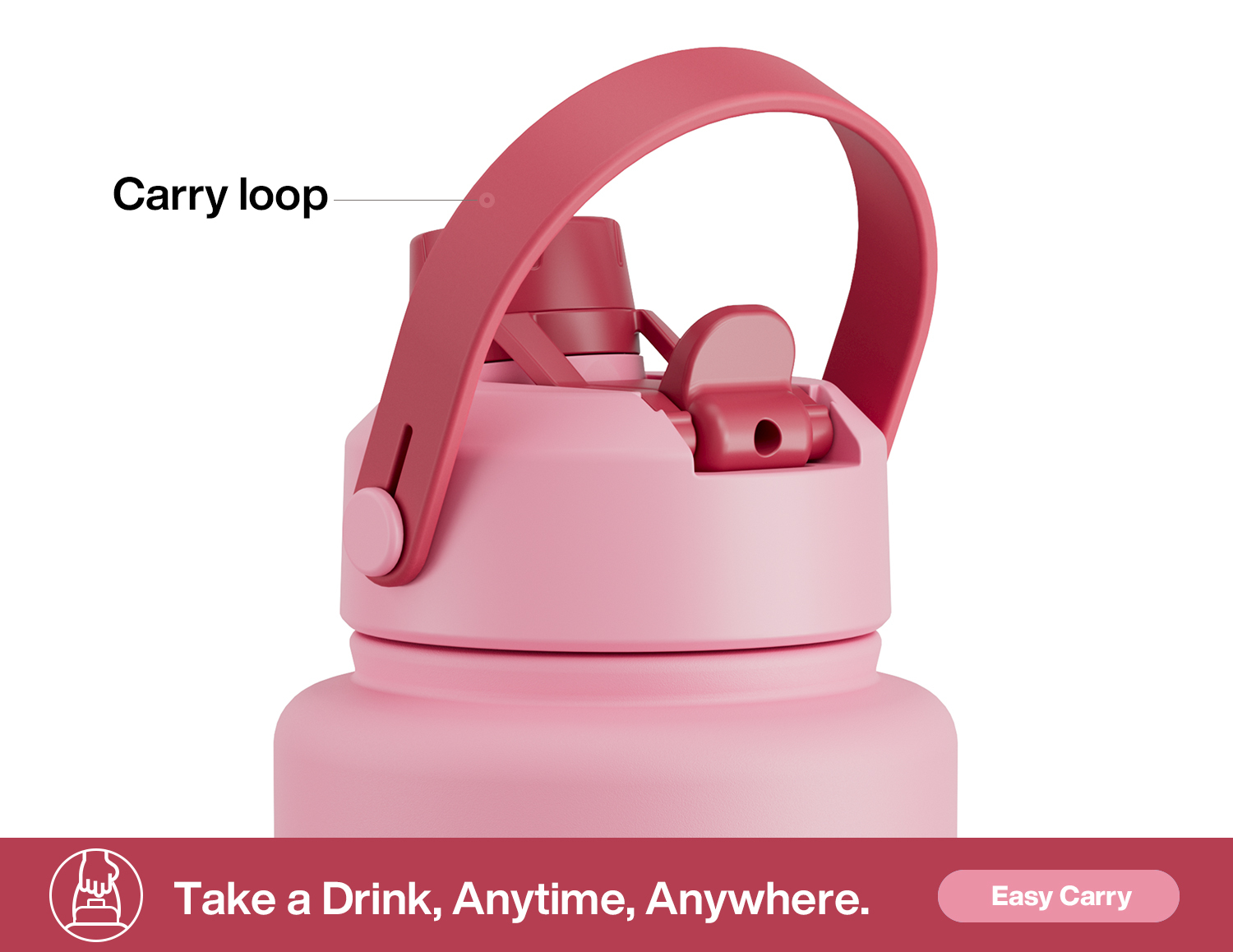 40 oz Insulated Water Bottle with 2-in-1 Straw and Spout Lid