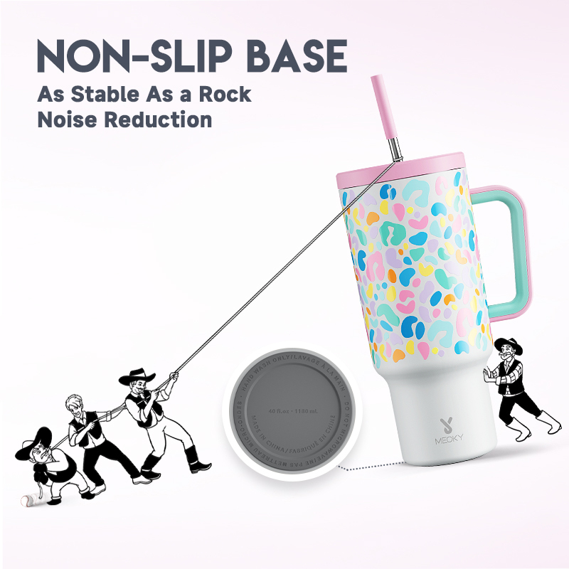 40oz Tumbler With Straw Animal Print Collection-Color Leopard