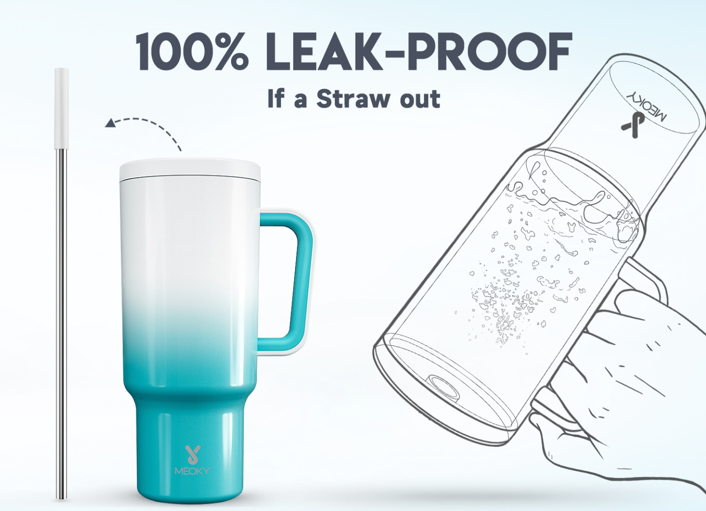 40oz Tumbler With Straw Gradient Collection-Blue White