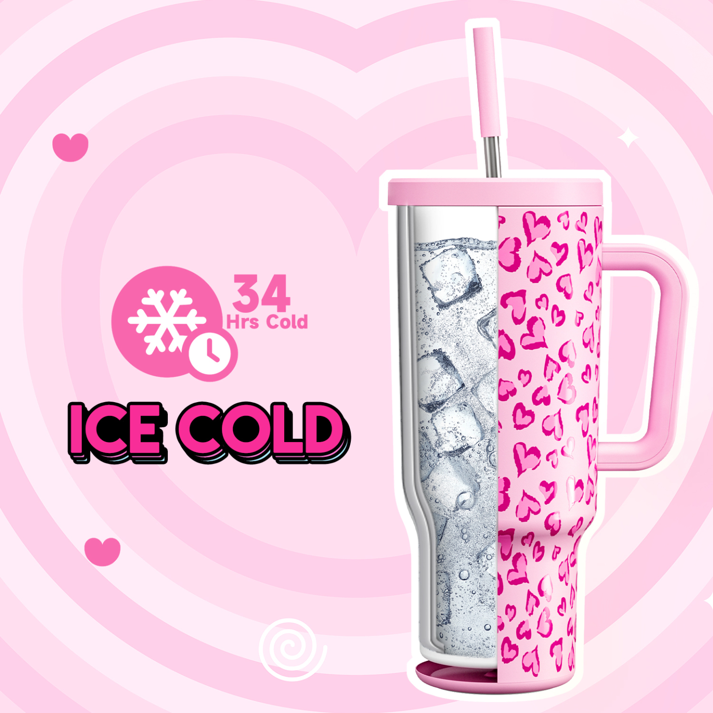 40oz Tumbler With Straw Valentine Collection-Pink Love