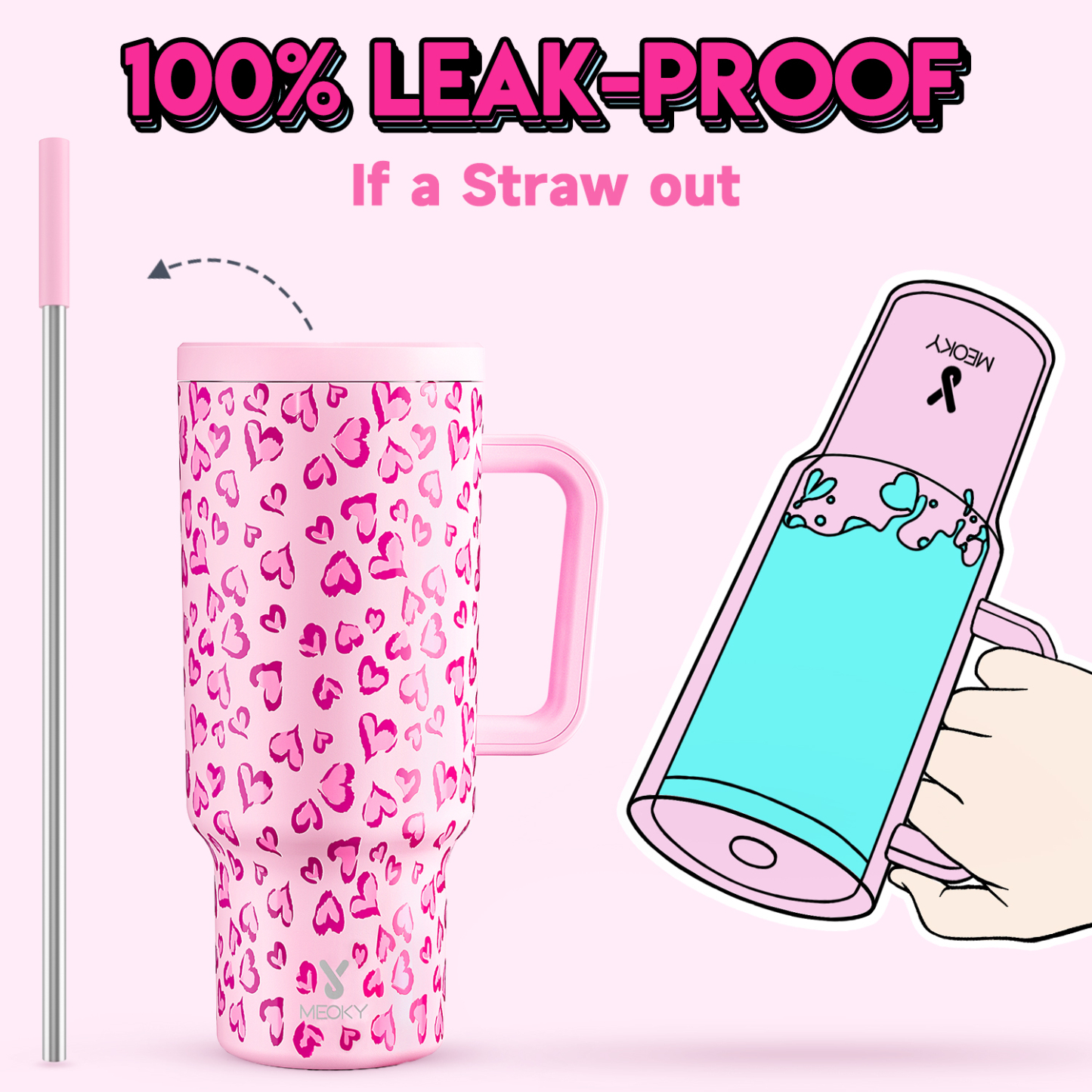 40oz Tumbler With Straw Valentine Collection-Pink Love